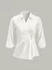 Asymmetric Wrap Shirt with Metal Buckle sold by COMMENSE