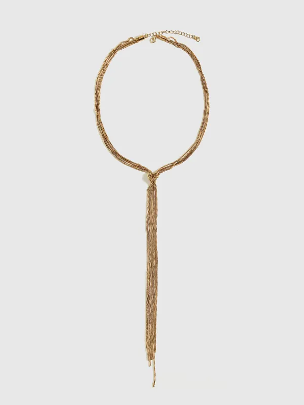 Golden Knotted Y-Shaped Necklace sold by COMMENSE