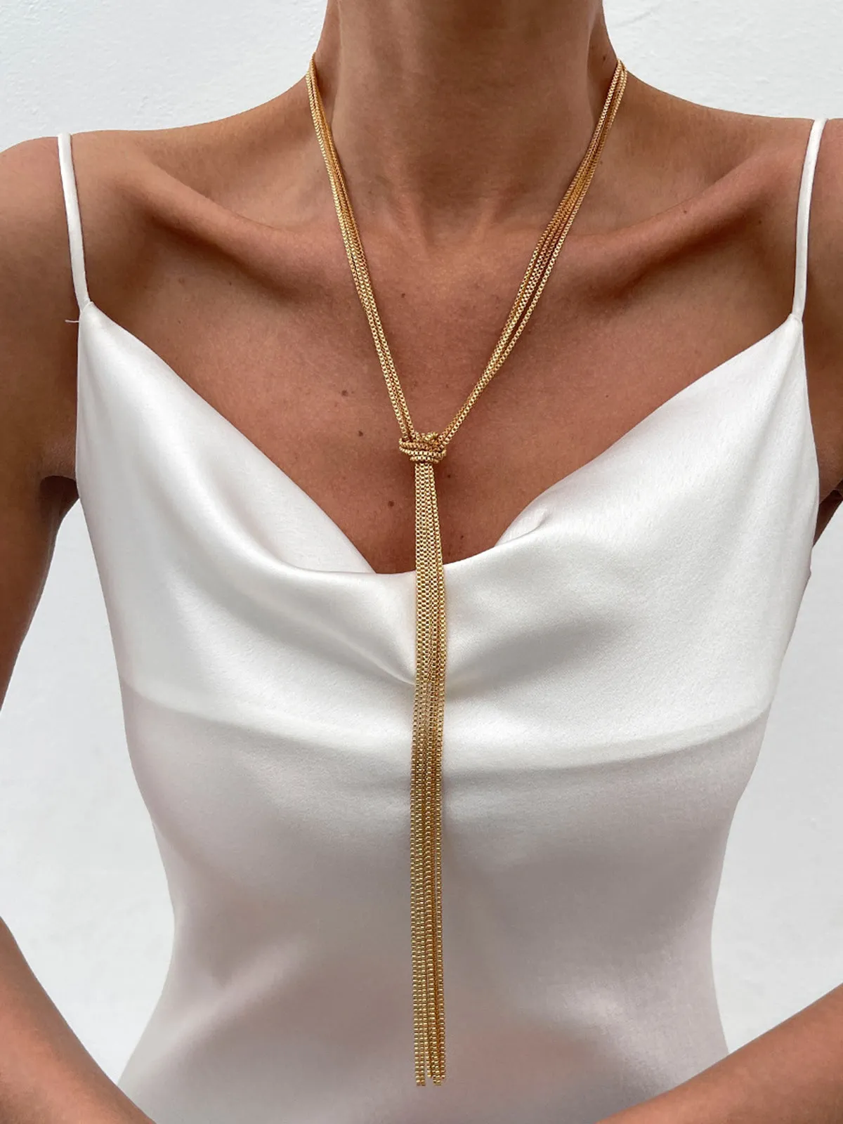Golden Knotted Y-Shaped Necklace sold by COMMENSE product image thumbnail 2