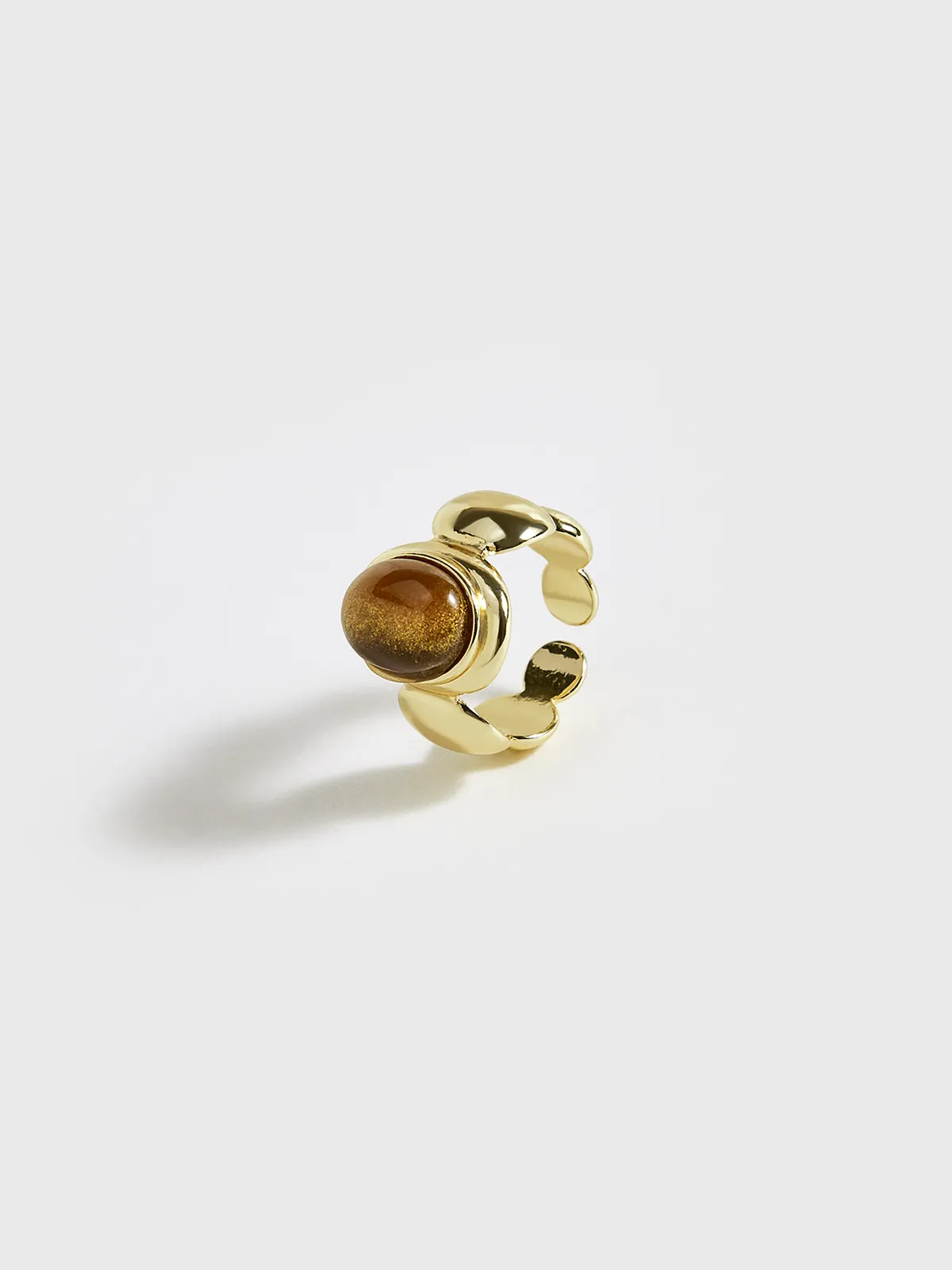 Gold Tone Ring with Brown Stone sold by COMMENSE product image thumbnail 3
