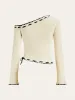 One-Shoulder Knit Top with Bow Detail sold by COMMENSE