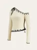 One-Shoulder Knit Top with Bow Detail sold by COMMENSE
