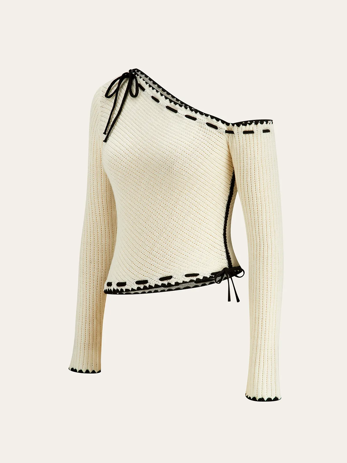 One-Shoulder Knit Top with Bow Detail sold by COMMENSE product image thumbnail 2