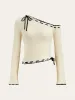 One-Shoulder Knit Top with Bow Detail sold by COMMENSE