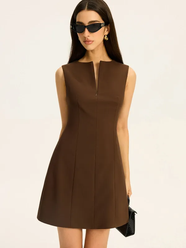 Zip-Front Neckline Mini Dress sold by COMMENSE