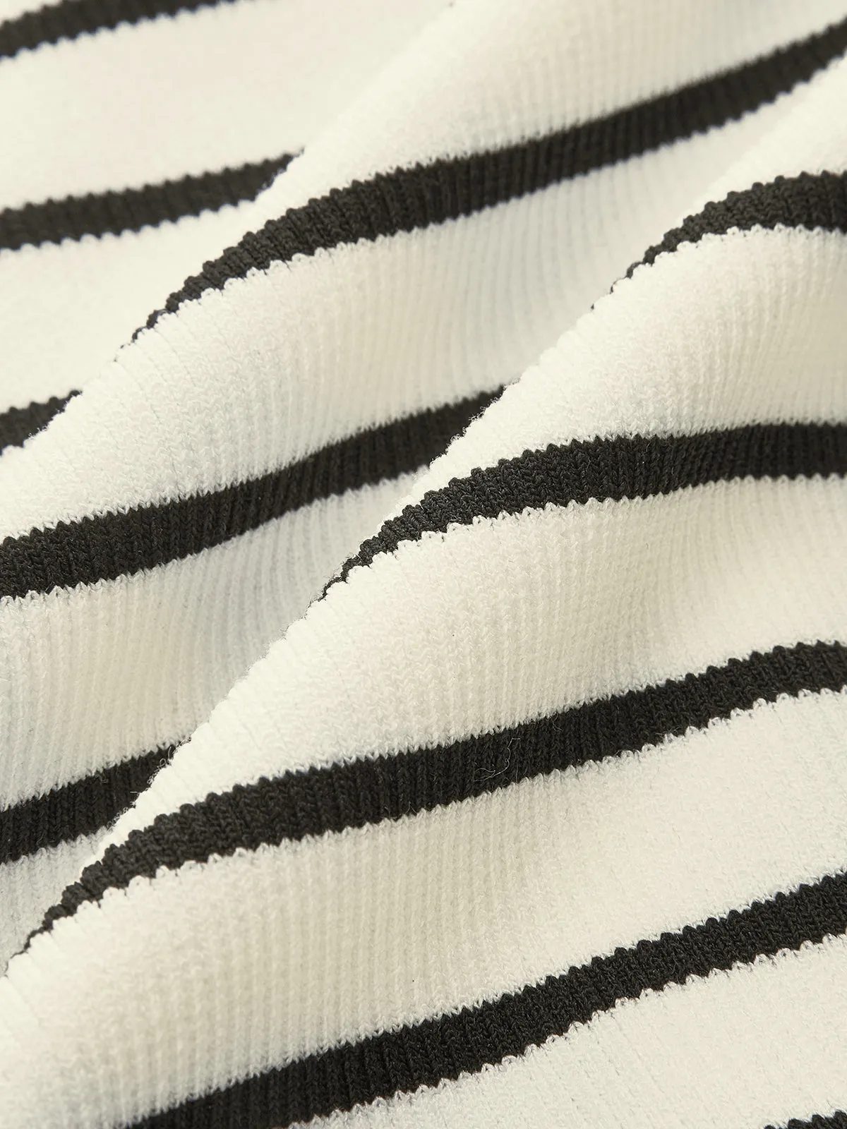 Striped Short-Sleeve Polo Collar Knit Cardigan sold by COMMENSE product image thumbnail 4