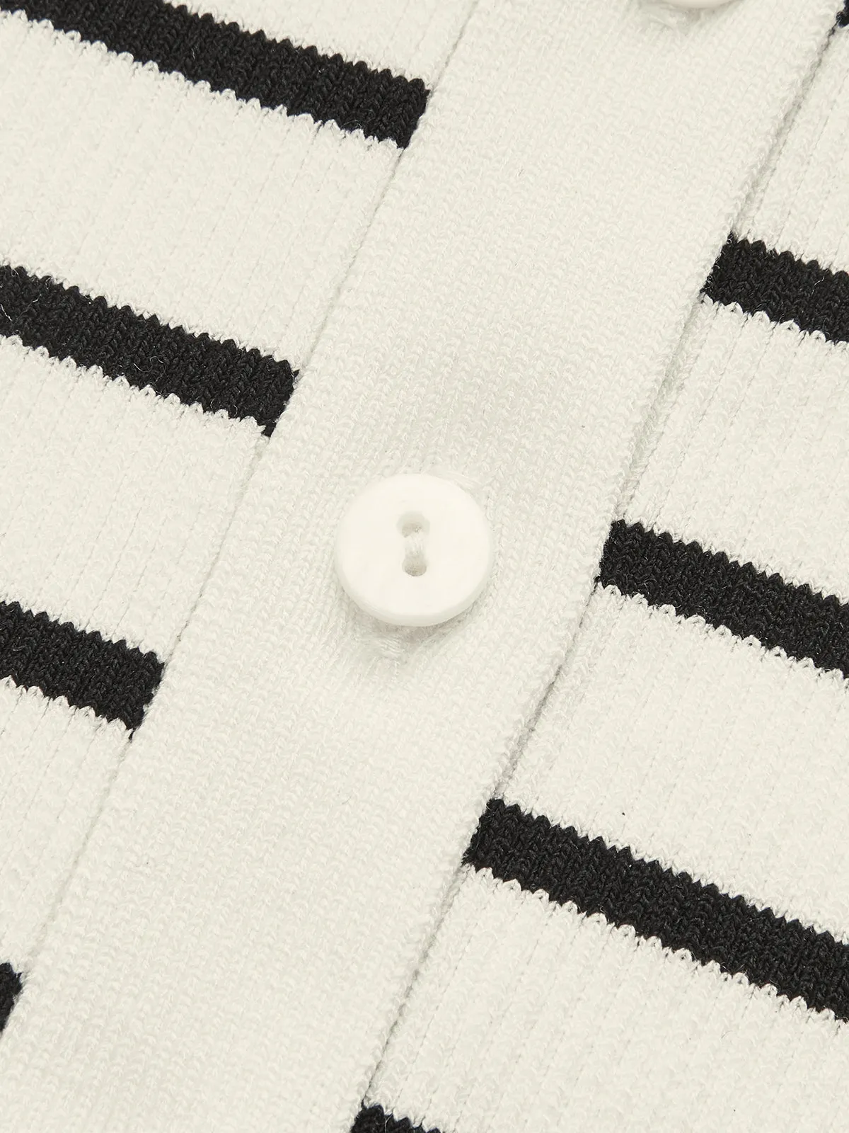 Striped Short-Sleeve Polo Collar Knit Cardigan sold by COMMENSE product image thumbnail 3