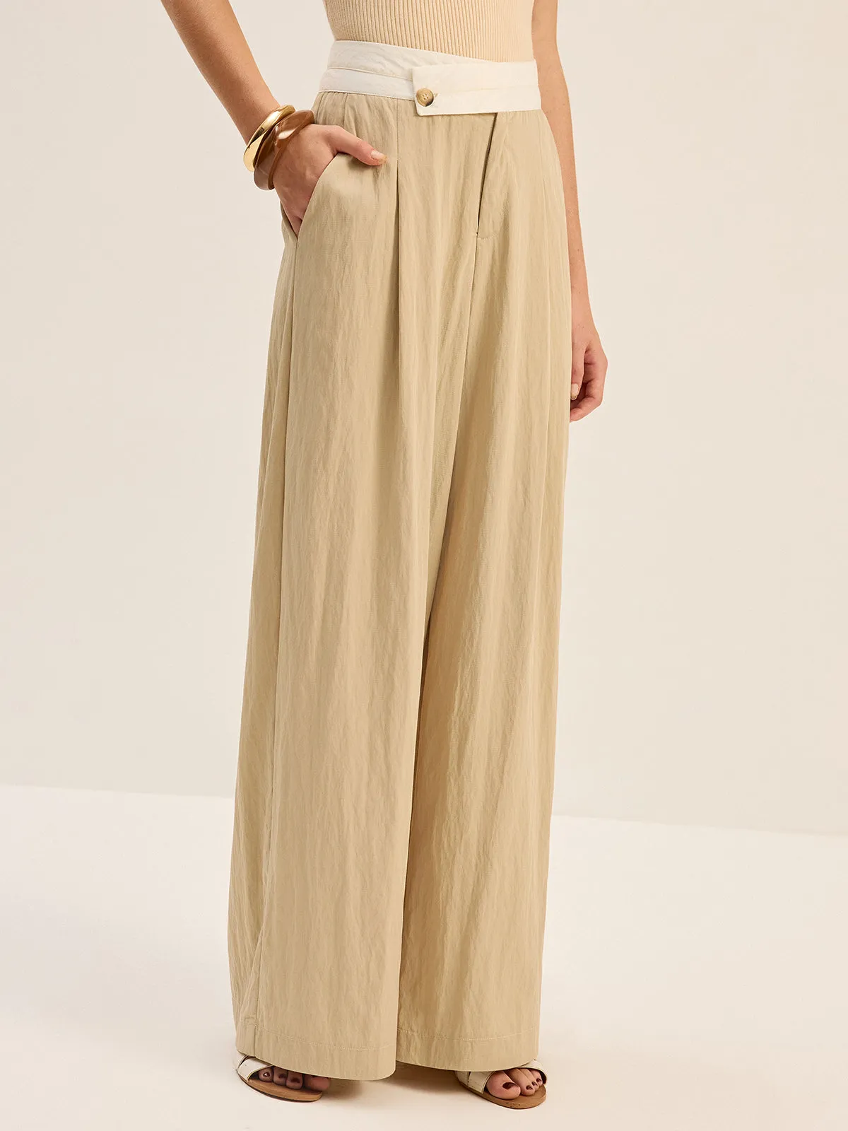 Contrast Waistband Wide-Leg Pants sold by COMMENSE product image thumbnail 3