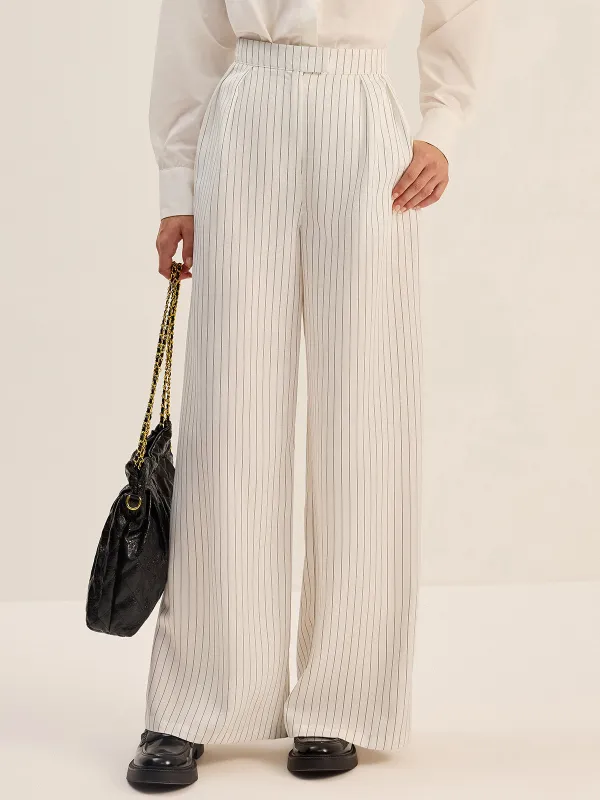 Pinstripe Wide-Leg Pants sold by COMMENSE