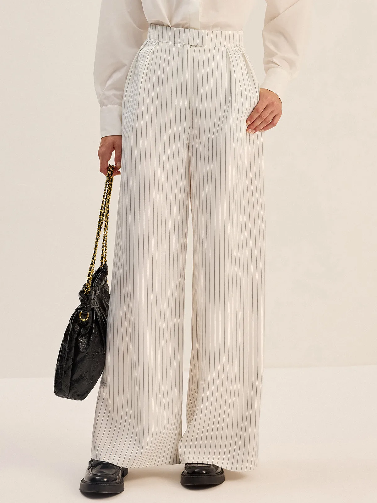Pinstripe Wide-Leg Pants sold by COMMENSE