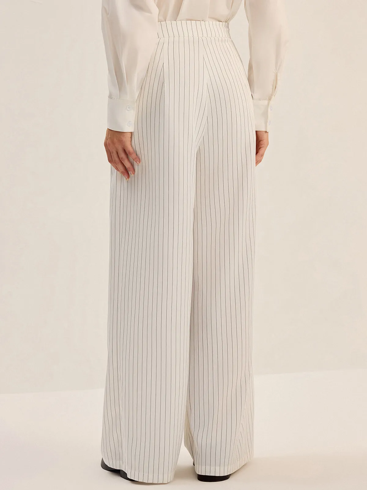 Pinstripe Wide-Leg Pants sold by COMMENSE product image thumbnail 5