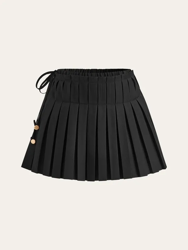 Pleated Skort with Drawstring sold by COMMENSE