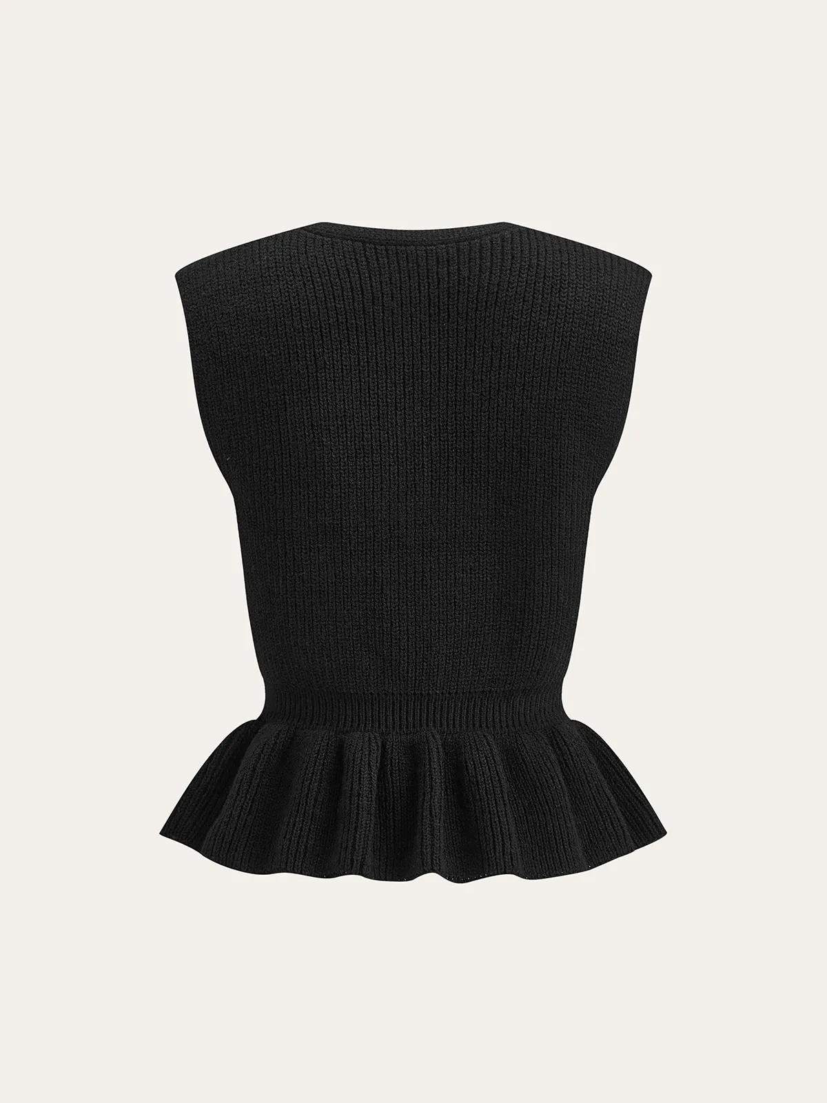 Button V-Neck Knit Peplum Vest sold by COMMENSE product image thumbnail 3