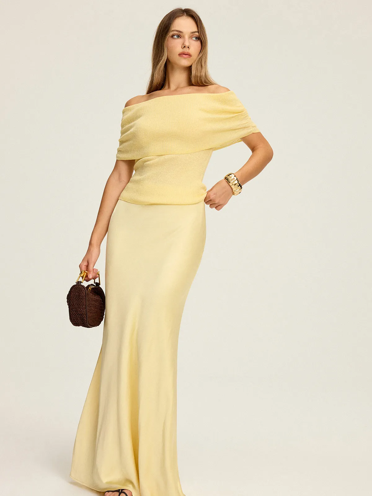 Off-Shoulder Ruched Knit Top sold by COMMENSE product image thumbnail 2