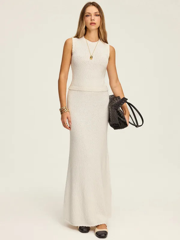 Textured Knit Maxi Skirt sold by COMMENSE