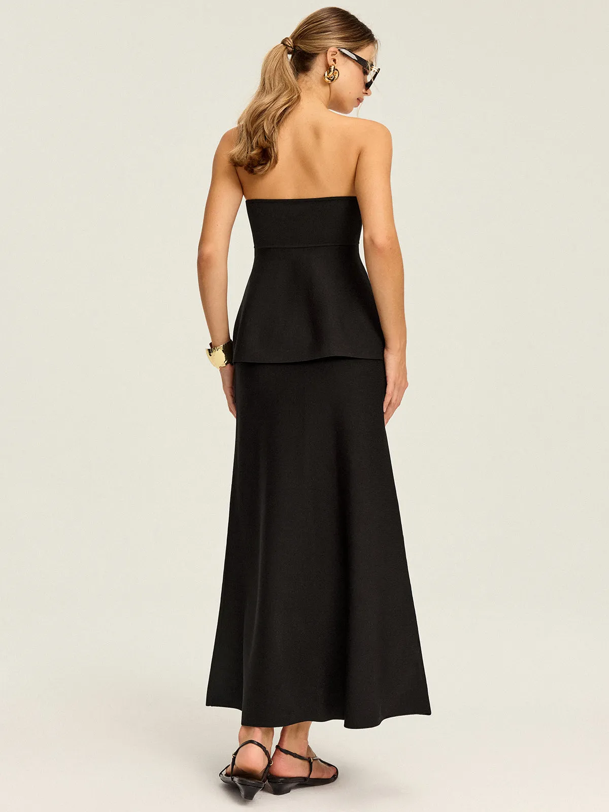 Knit Elastic-Waist Maxi Skirt sold by COMMENSE product image thumbnail 5