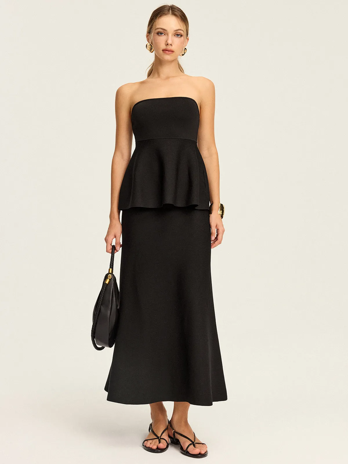 Knit Elastic-Waist Maxi Skirt sold by COMMENSE product image thumbnail 4