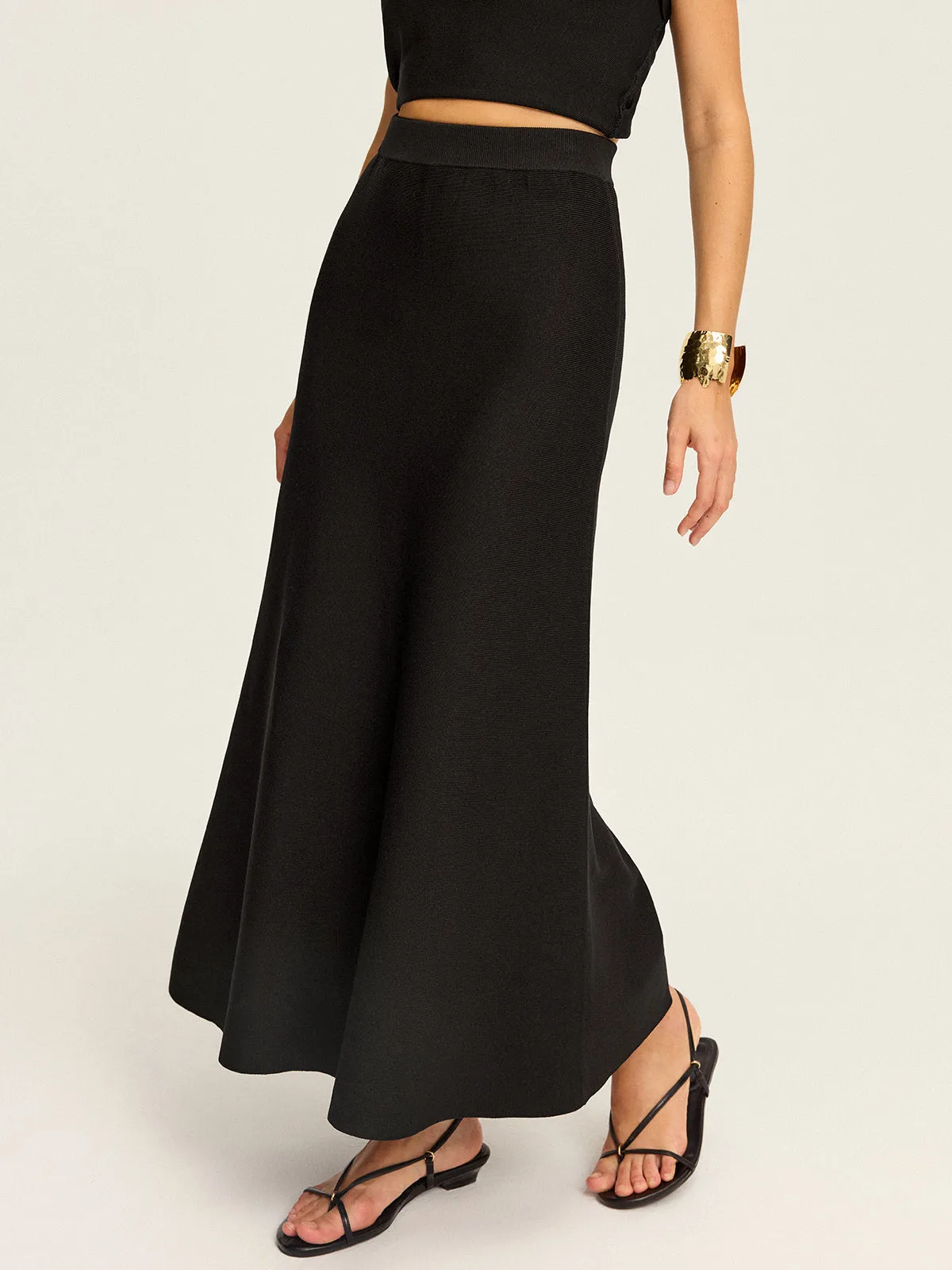 Knit Elastic-Waist Maxi Skirt sold by COMMENSE product image thumbnail 2