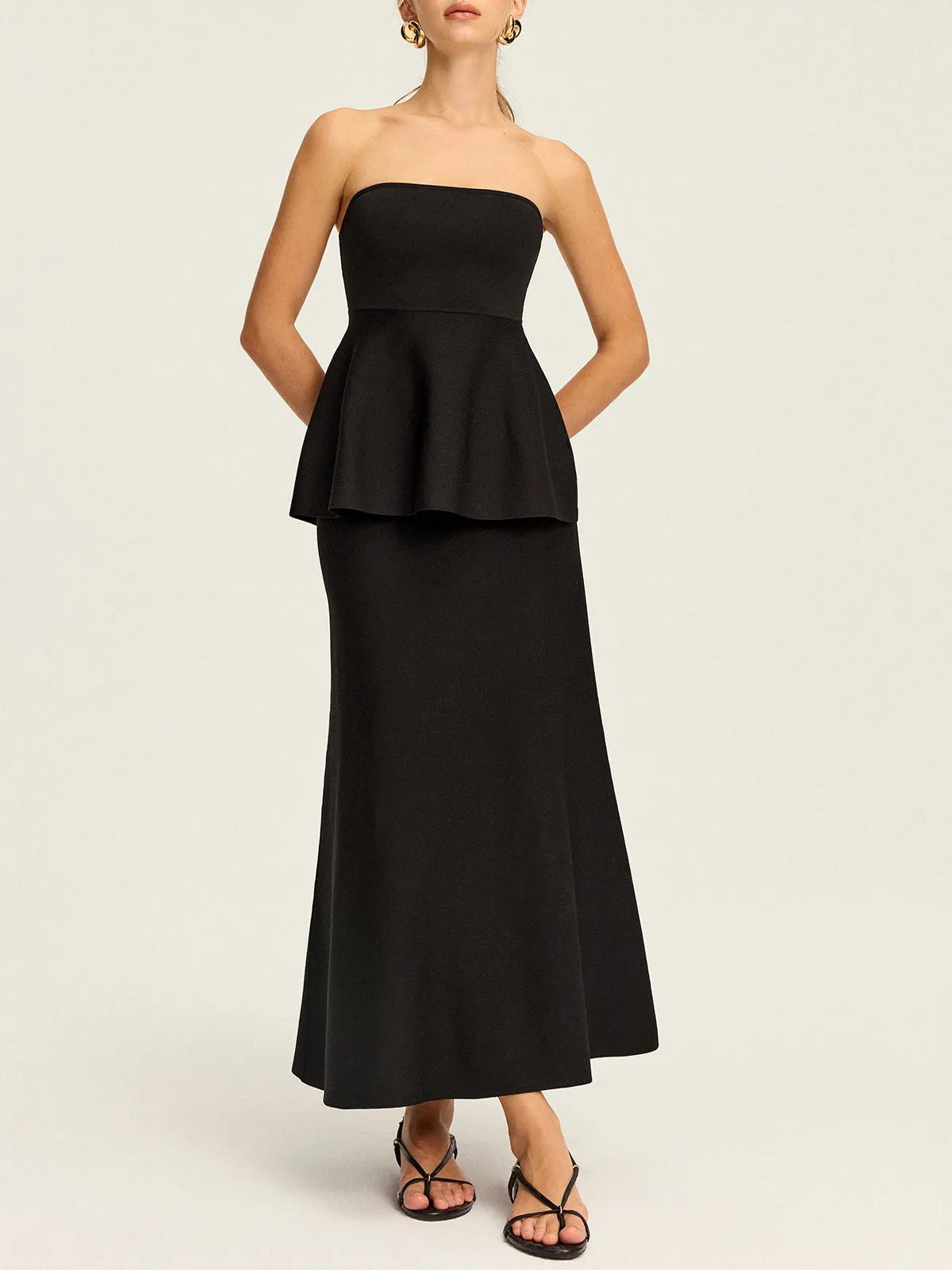 Knit Elastic-Waist Maxi Skirt sold by COMMENSE