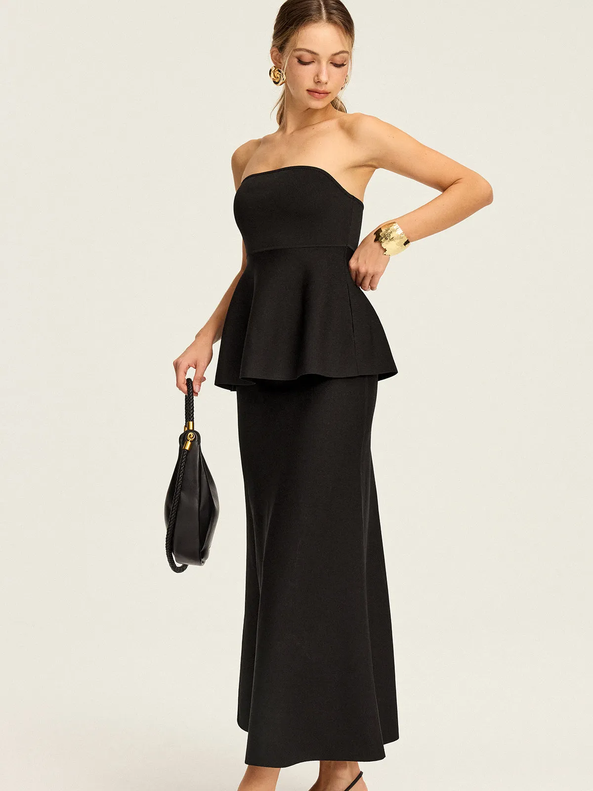 Knit Elastic-Waist Maxi Skirt sold by COMMENSE product image thumbnail 3