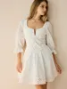 Cotton Scalloped Edge Eyelet Mini Dress sold by COMMENSE
