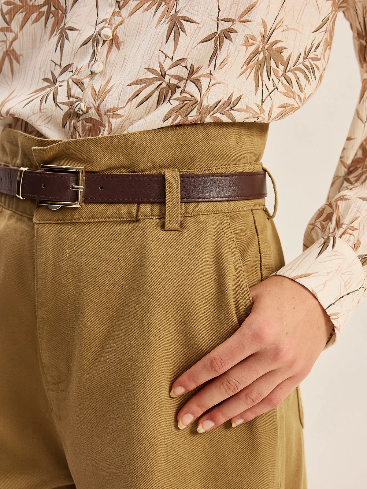 Belted Denim High-Waisted Shorts sold by COMMENSE product image thumbnail 3