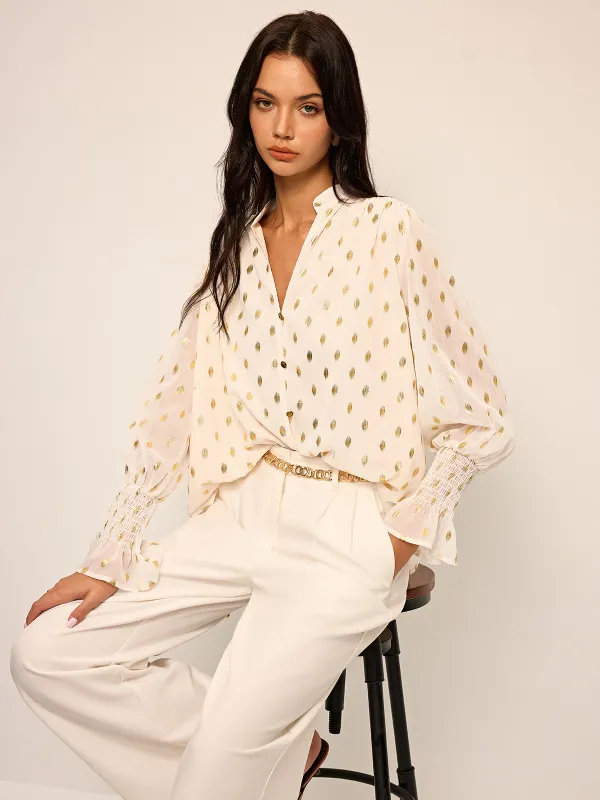 Polka Dot Chiffon Shirt sold by COMMENSE