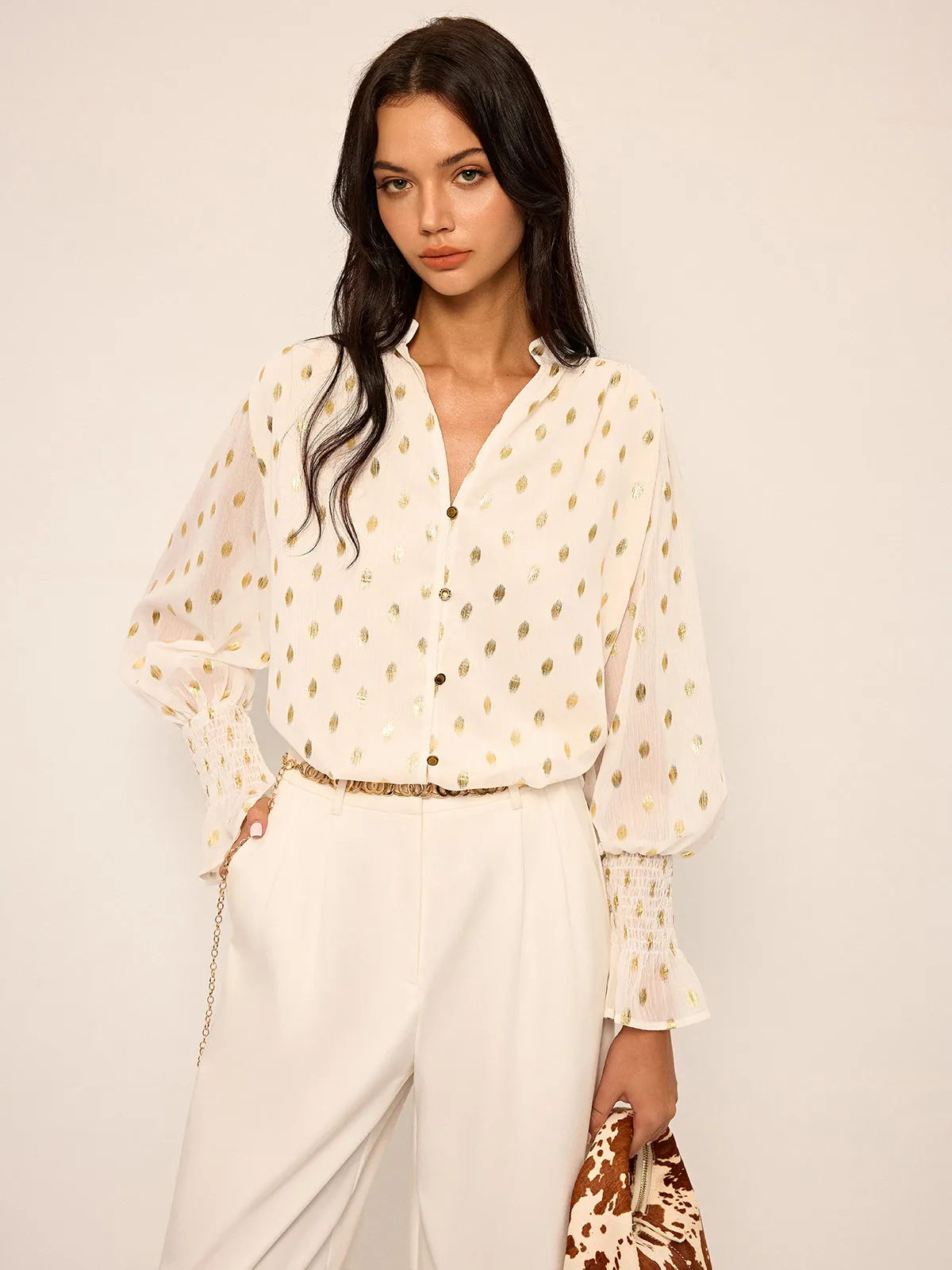 Polka Dot Chiffon Shirt sold by COMMENSE product image thumbnail 3