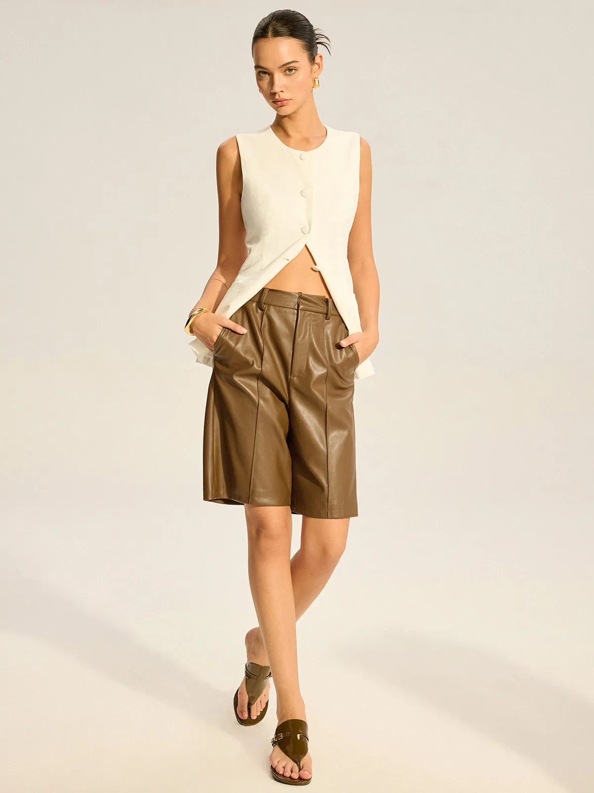 PU Leather Bermuda Shorts sold by COMMENSE product image thumbnail 3