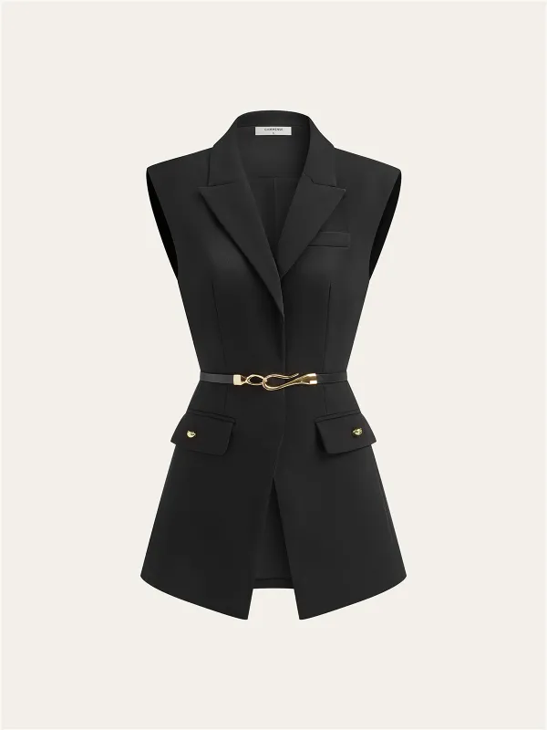Belted Cap Sleeve Vest sold by COMMENSE