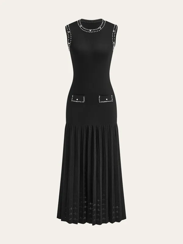 Pearl Trimmed Knit Midi Dress sold by COMMENSE