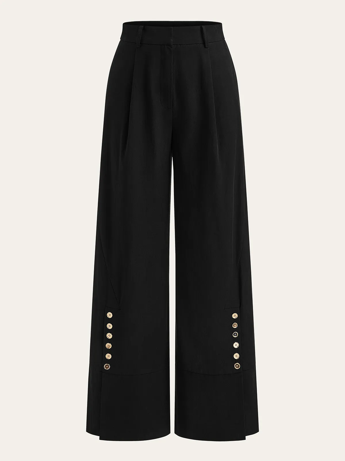 Button Detail Wide-Leg Pants sold by COMMENSE
