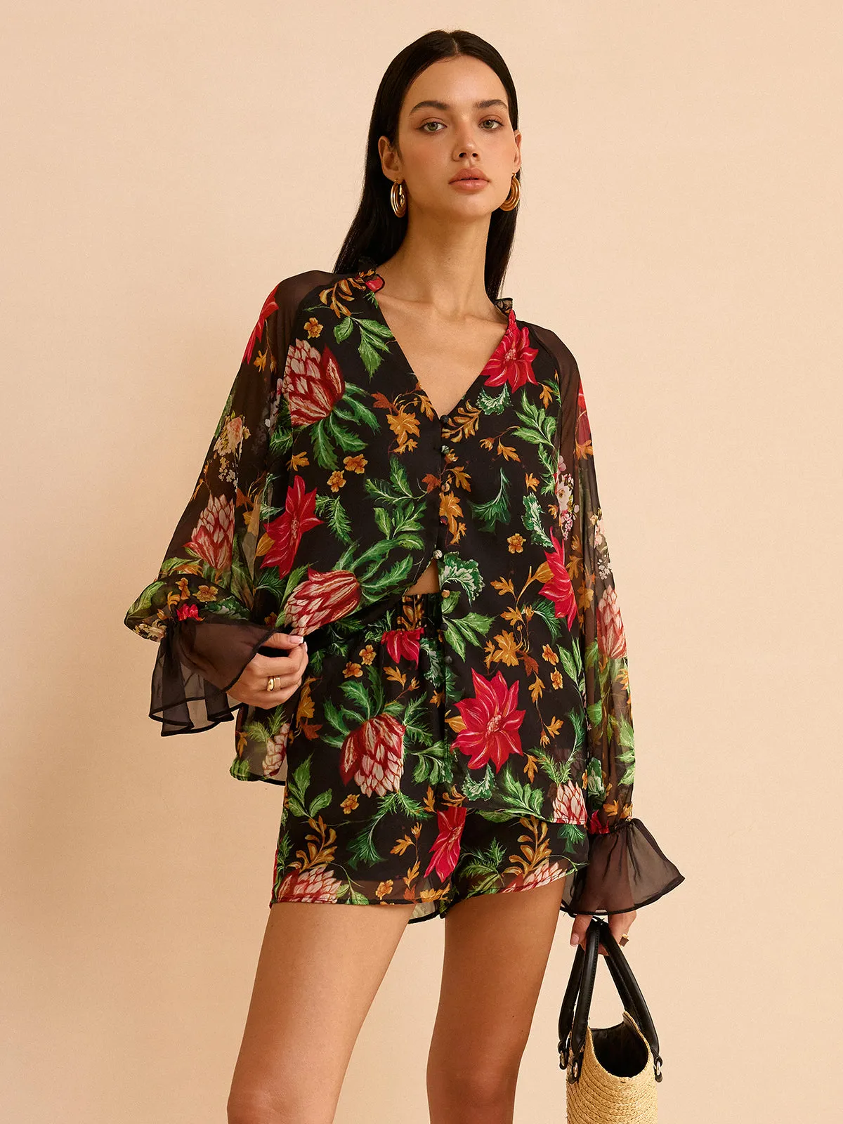 Chiffon Floral Print Blouse sold by COMMENSE product image thumbnail 2