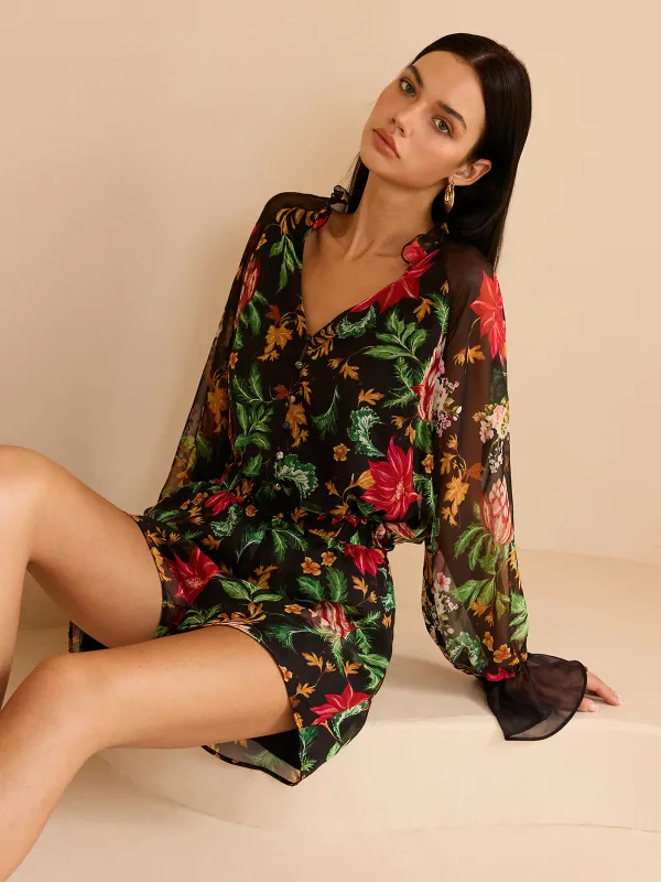 Chiffon Floral Print Blouse sold by COMMENSE