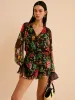 Chiffon Floral Print Elastic Waist Shorts sold by COMMENSE