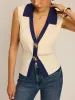Two-Tone Collared Knit Vest sold by COMMENSE