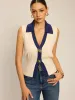 Two-Tone Collared Knit Vest sold by COMMENSE