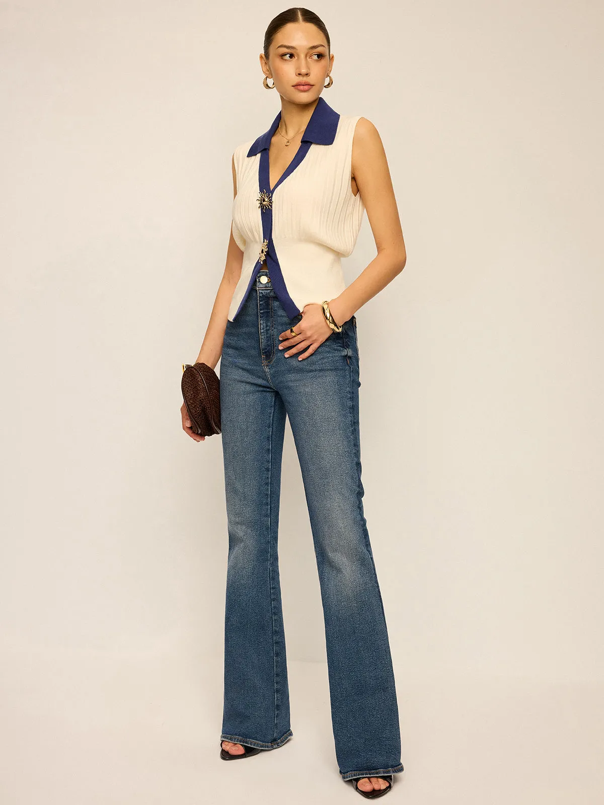 Two-Tone Collared Knit Vest sold by COMMENSE product image thumbnail 5