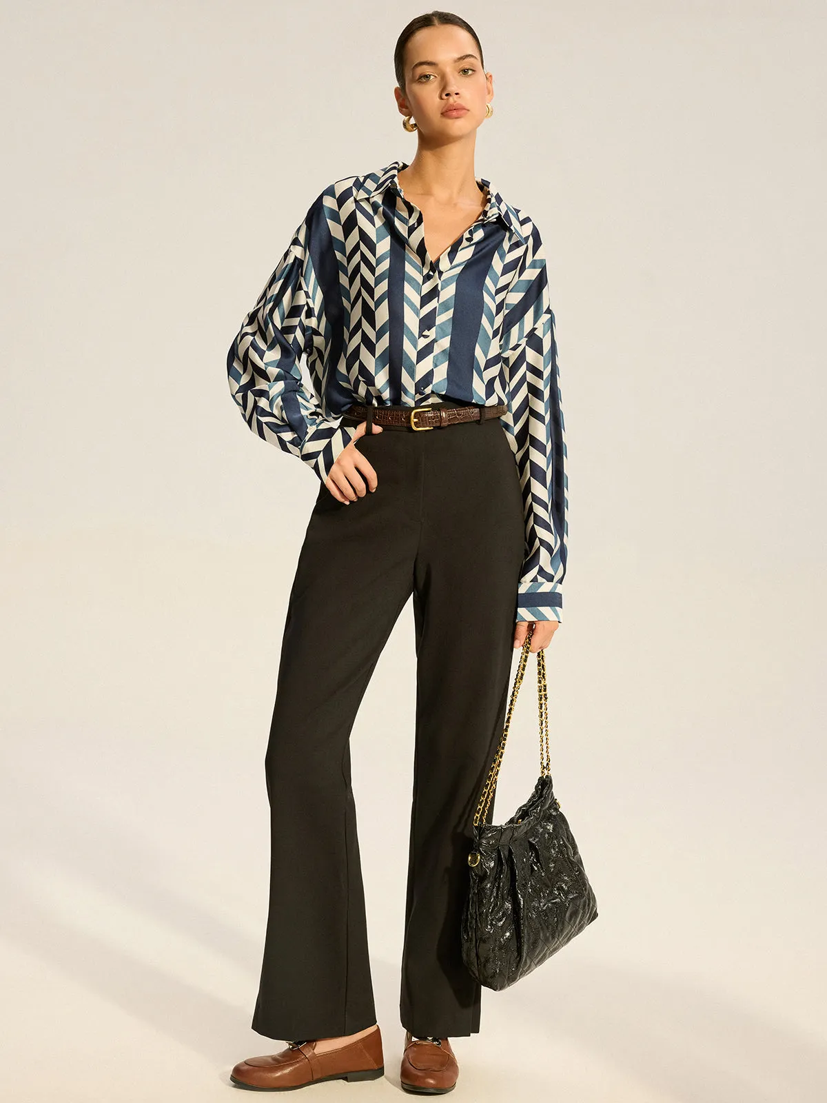 Print Oversized Satin Shirt sold by COMMENSE product image thumbnail 2