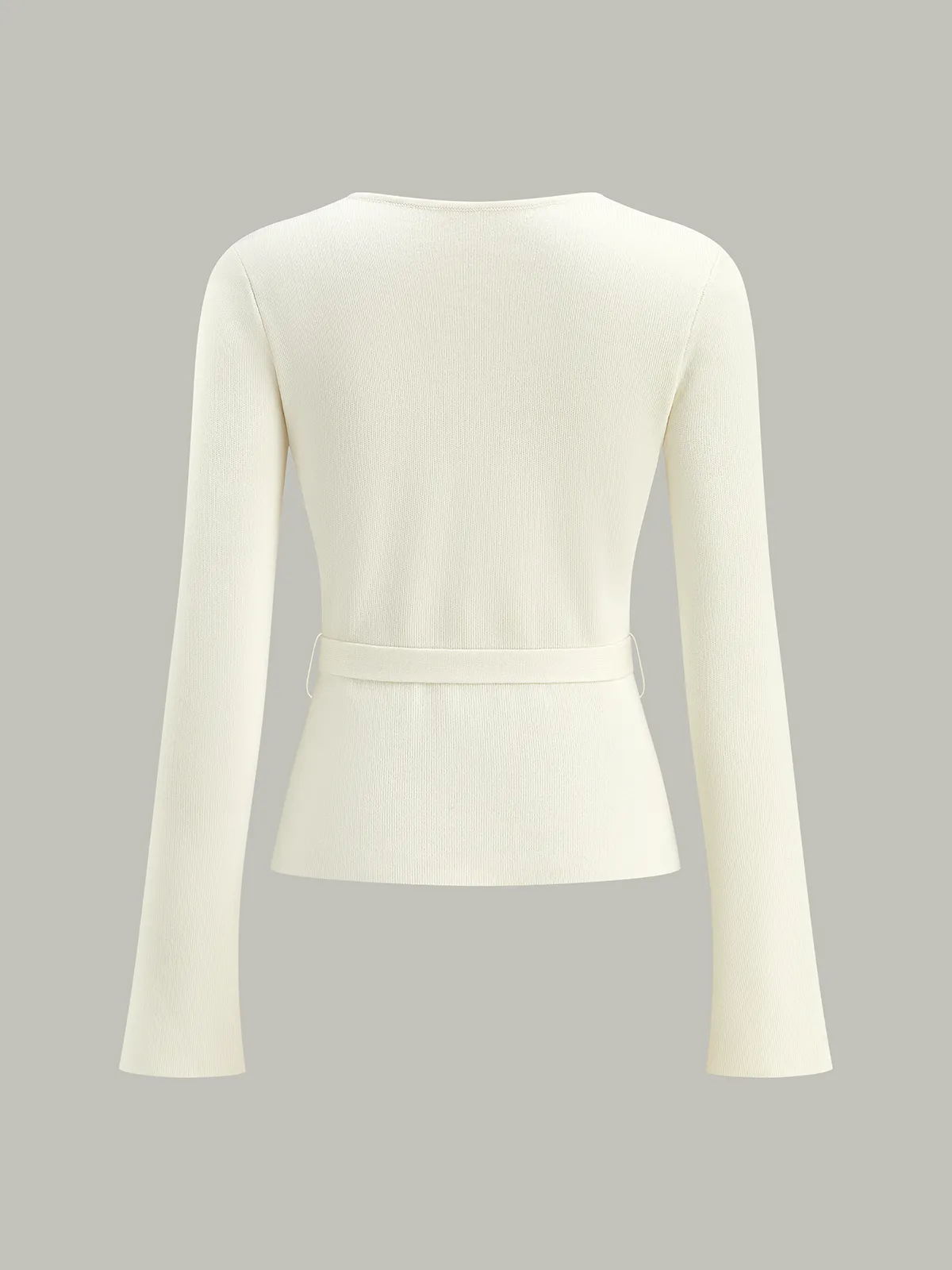 Belted V-Neck Knit Cardigan sold by COMMENSE product image thumbnail 3