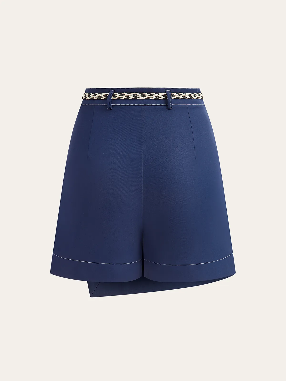 Contrast-Stitch Asymmetric Skort with Belt sold by COMMENSE product image thumbnail 2