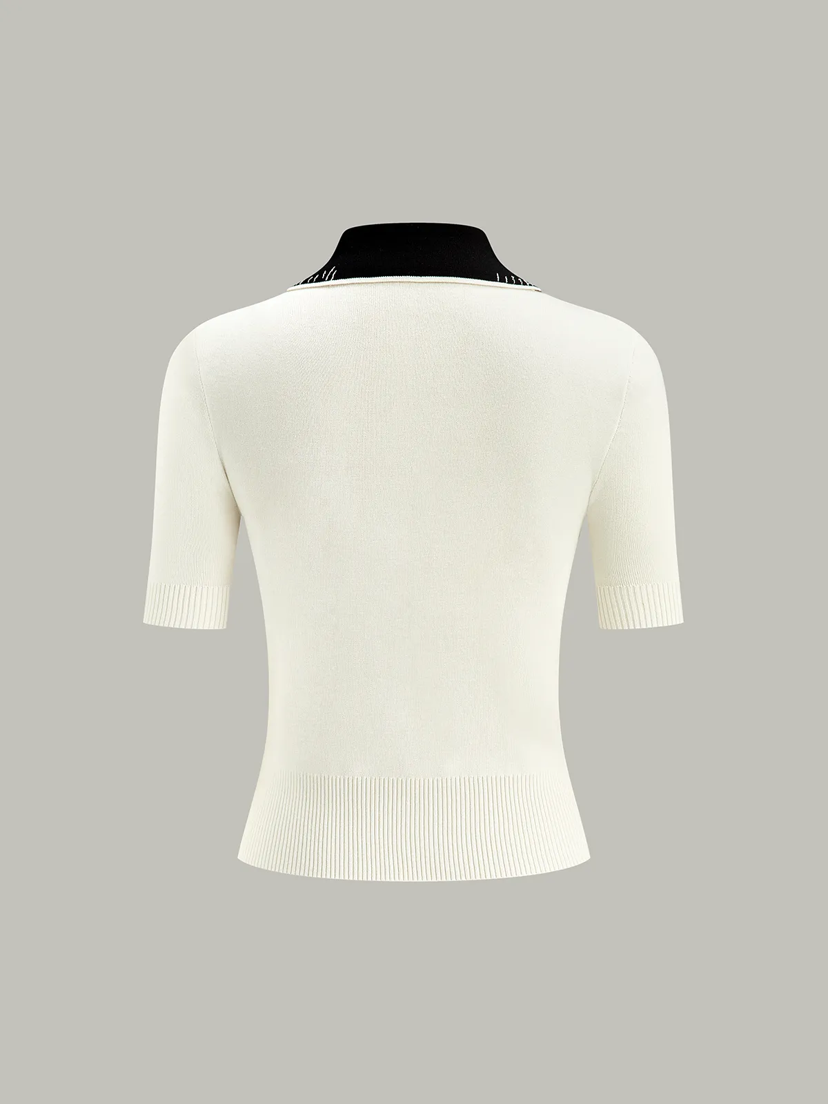 Contrast-Collar Polo Knit Top sold by COMMENSE product image thumbnail 3