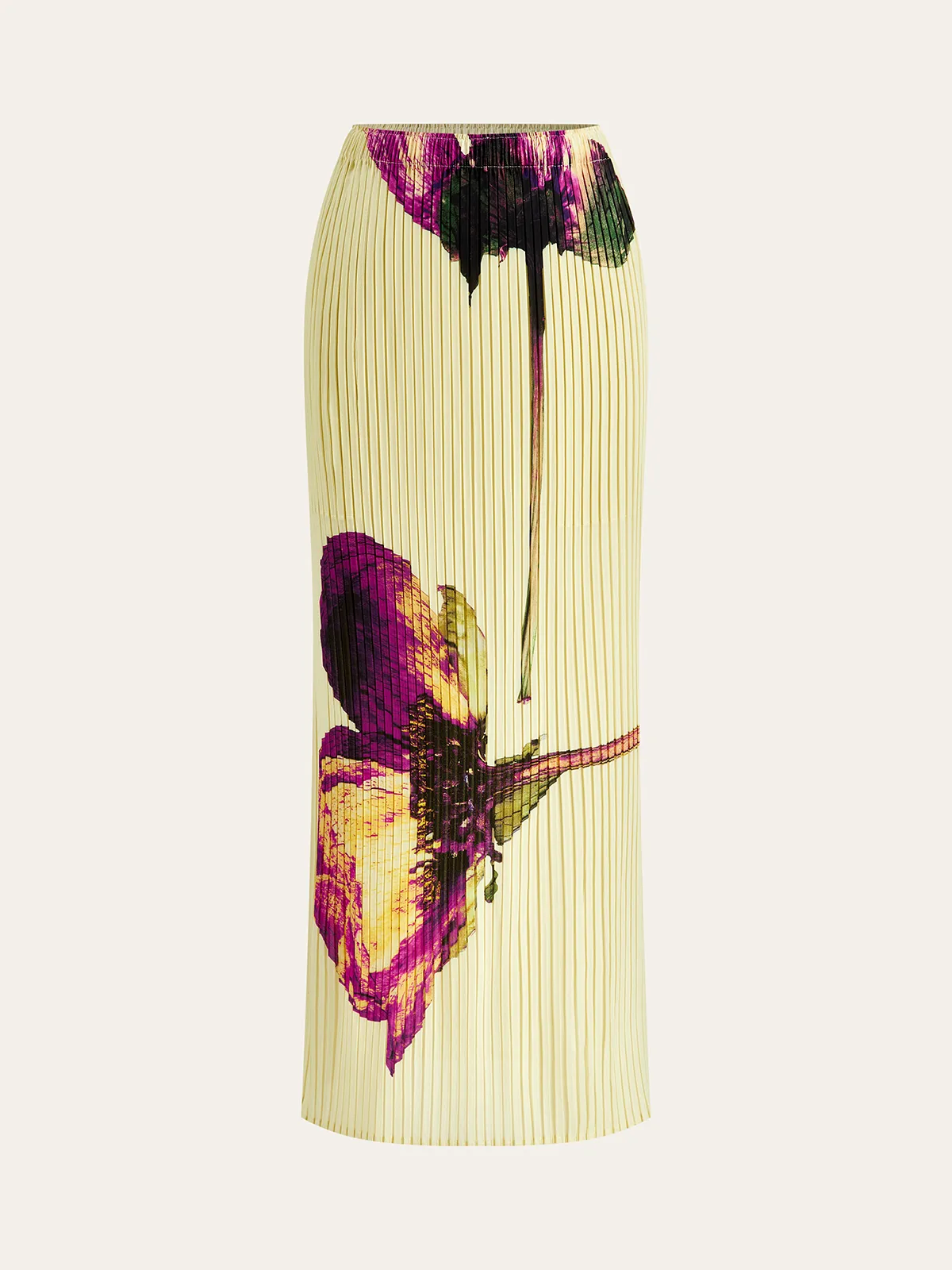 Floral Print Pleated Midi Skirt sold by COMMENSE