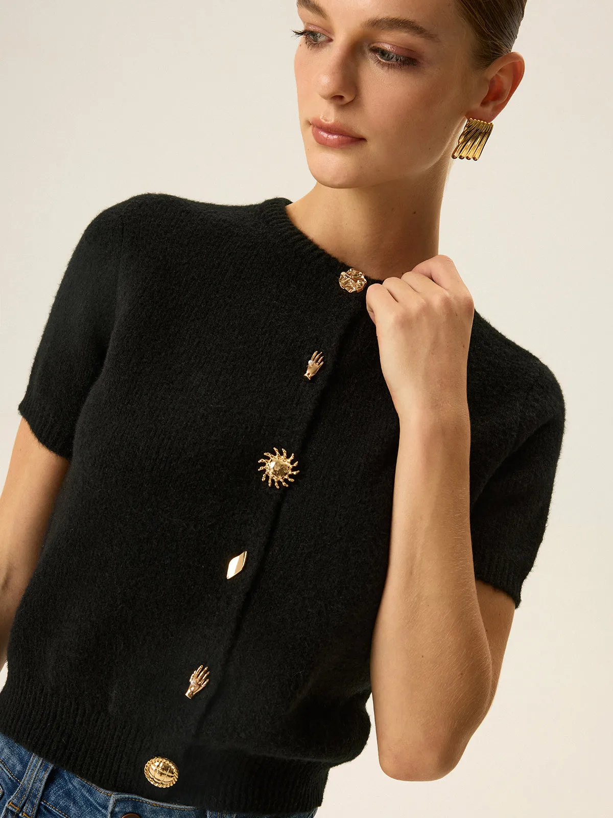 Metal Detail Knit Cardigan sold by COMMENSE product image thumbnail 2