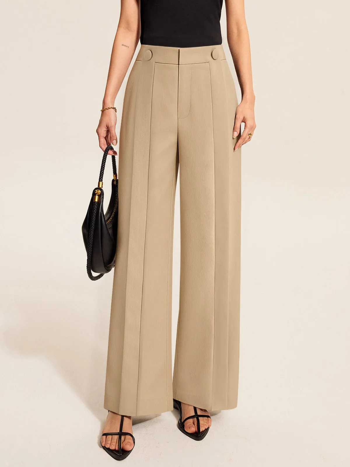 Pleated Wide-Leg Pants sold by COMMENSE