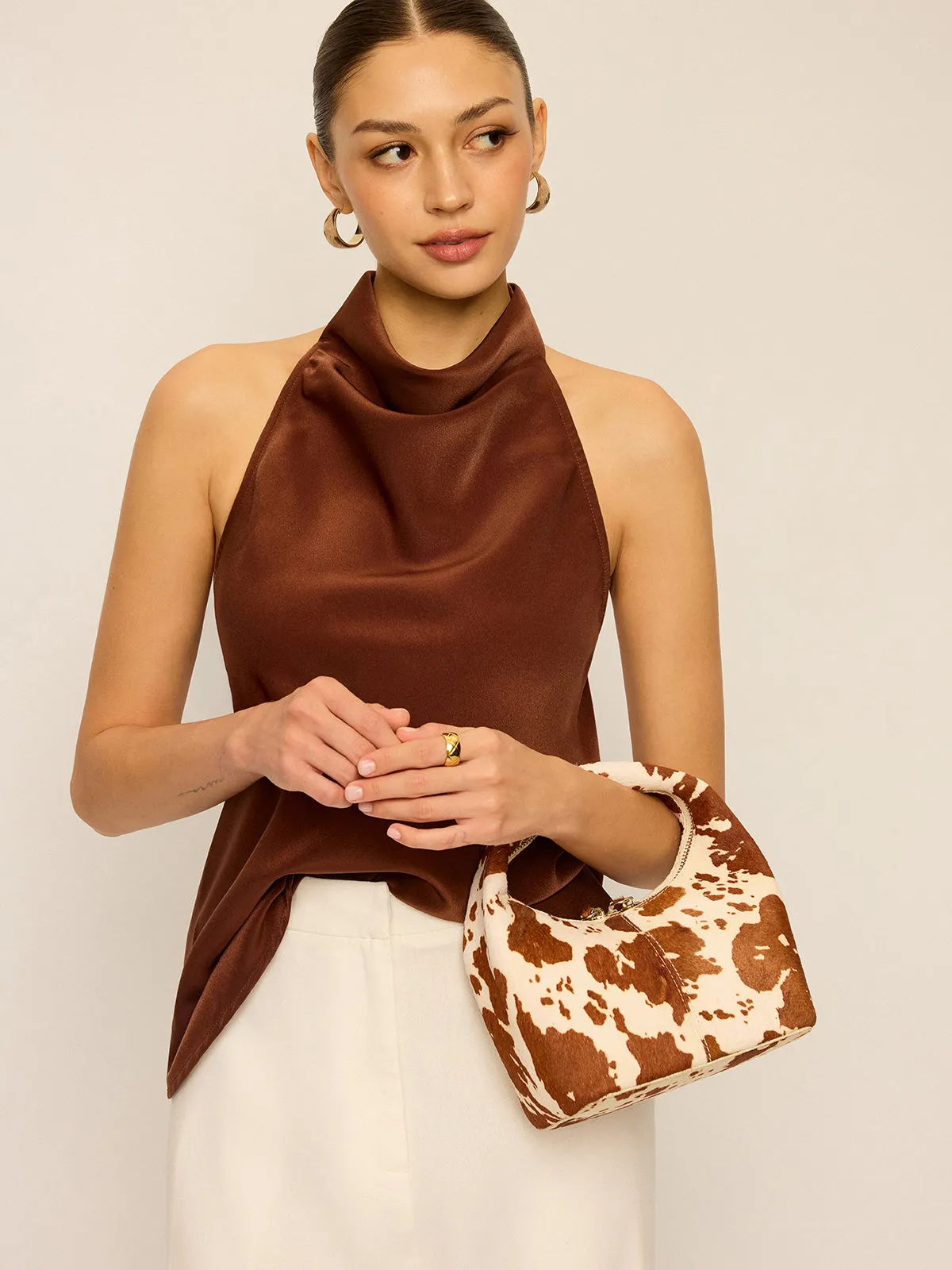 Satin Cowl Neck Halter Backless Top sold by COMMENSE product image thumbnail 3