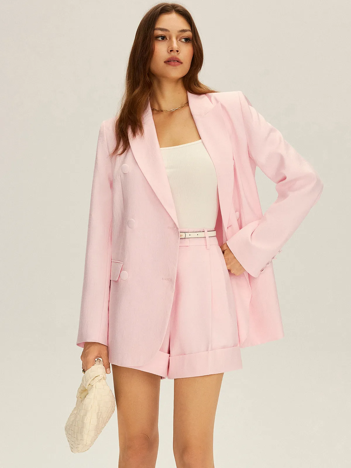 High-Waisted Cuffed Shorts sold by COMMENSE product image thumbnail 2