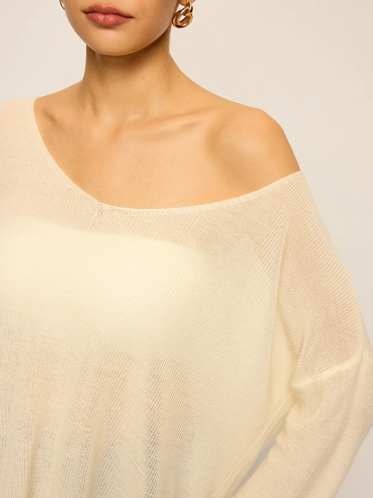 Off-Shoulder Oversized Knitted Sweater sold by COMMENSE product image thumbnail 5