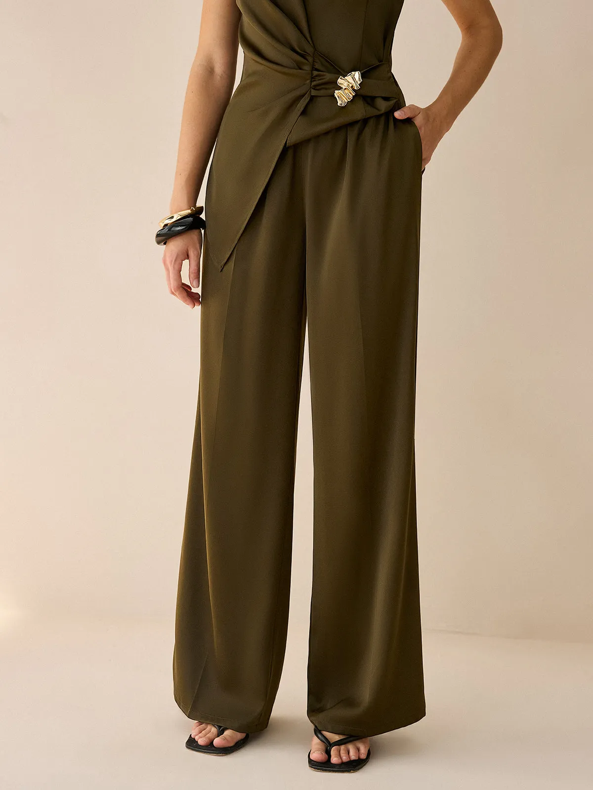 Asymmetric Wrap Top and Pants Set sold by COMMENSE product image thumbnail 5