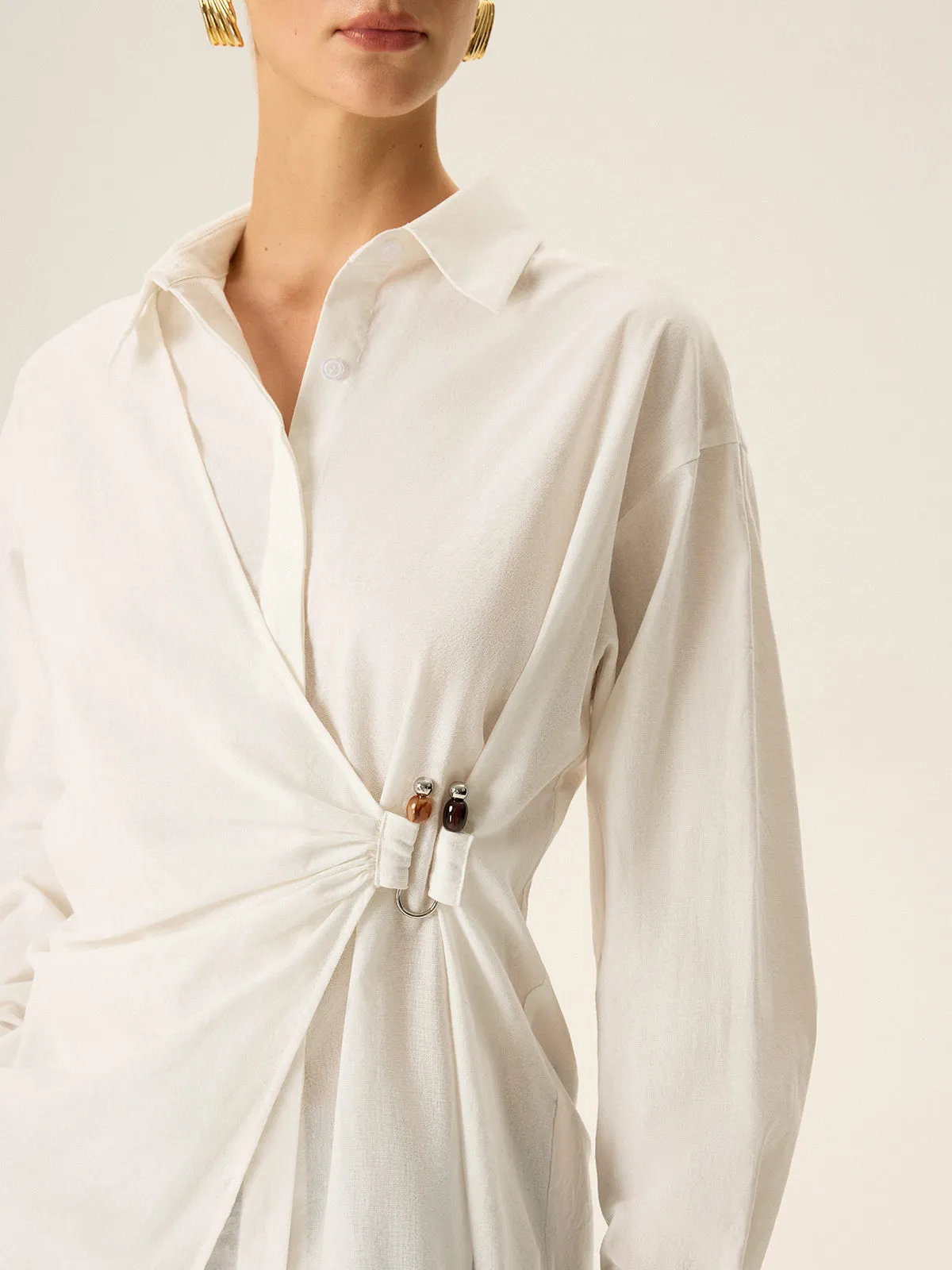 Asymmetric Wrap Long-Sleeve Shirt sold by COMMENSE product image thumbnail 2